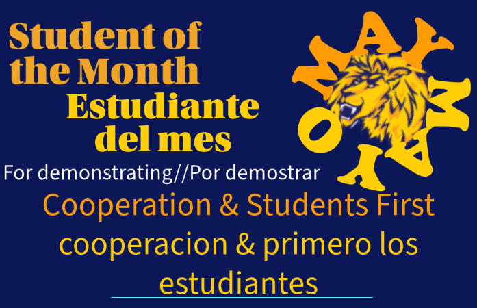 Student of the Month showing the character traits cooperation and putting others first